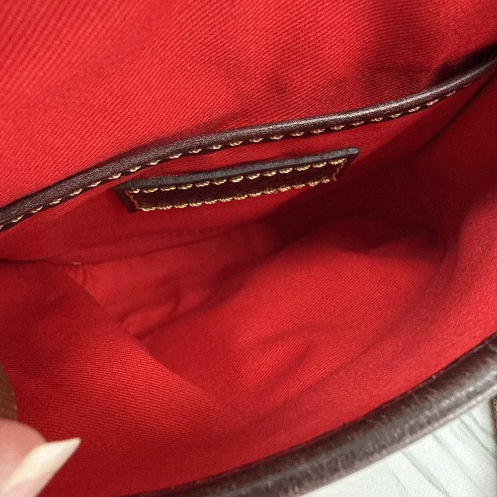 Dooney & Bourke Brown Pebbled Crossbody Flap Bag Small Luxury Nubuck Designer
